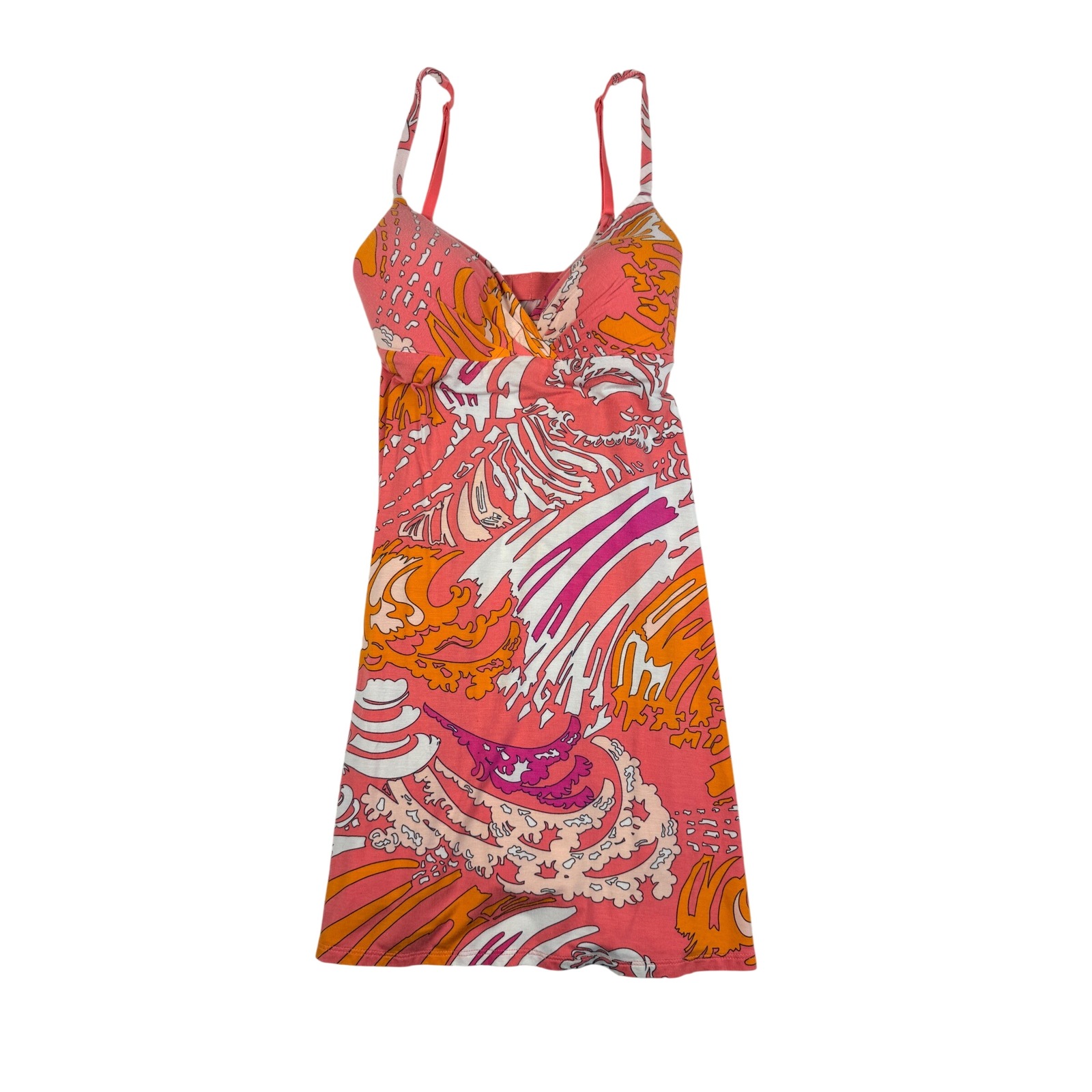 Victoria's Secret Body By Victoria Pink Orange Wave Print Cami Dress M